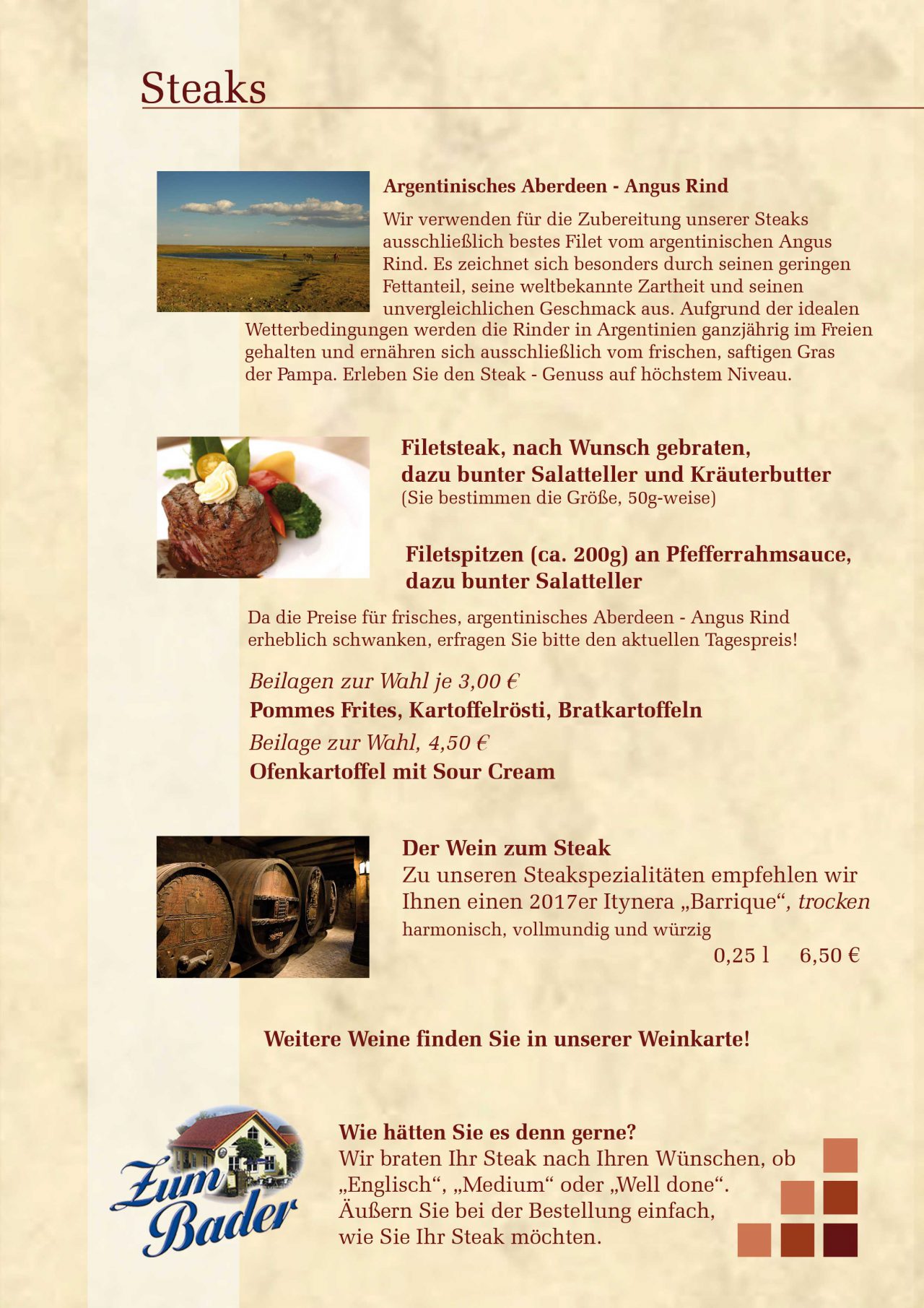 Karte | Restaurant "Zum Bader"