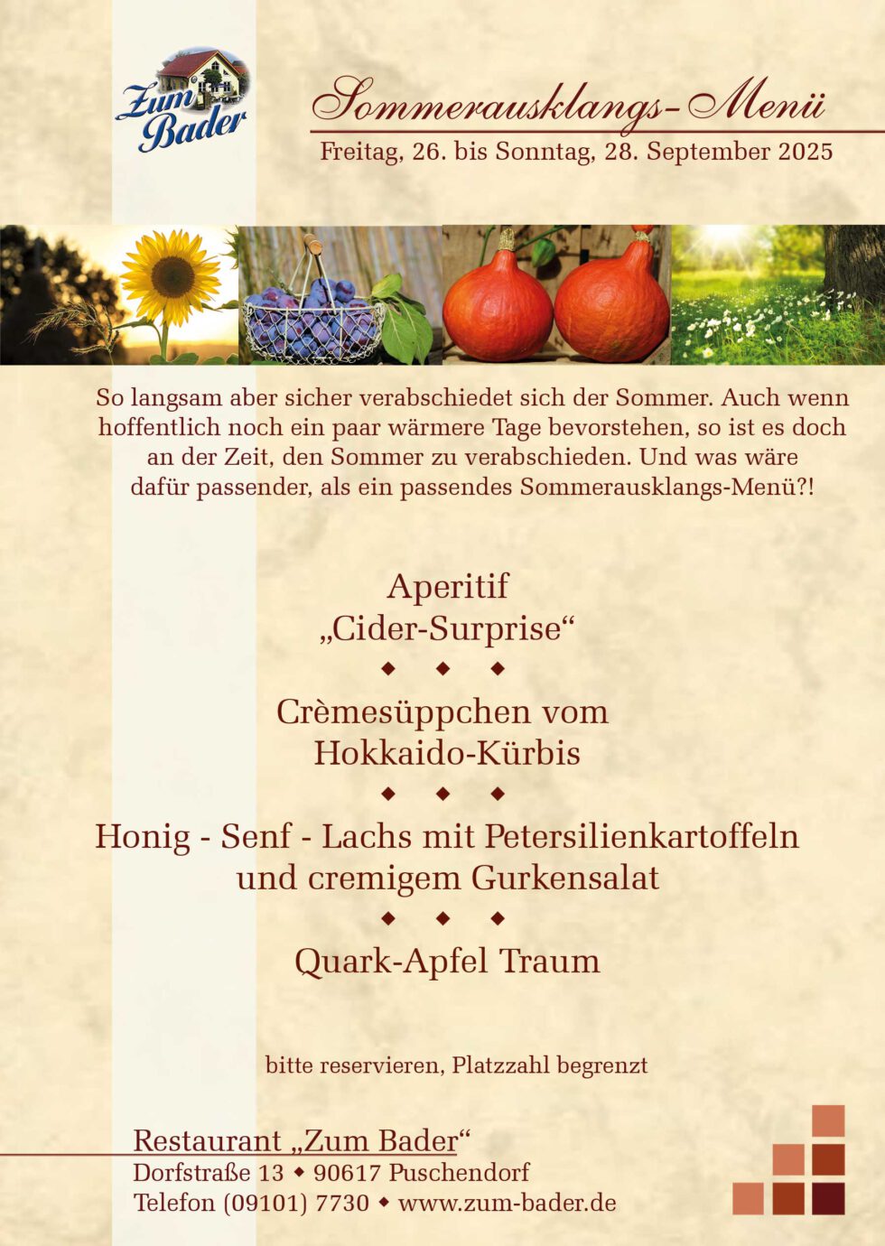 Speisekartenauszug, Text